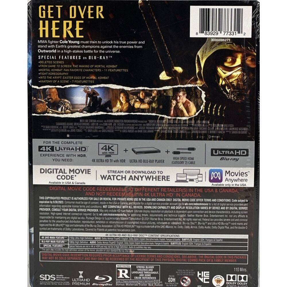 Mortal Kombat 4K Ultra HD Blu-ray Collectible Steelbook‎ Best Buy Exclusive - Picture 2 of 8